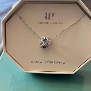 Elegant Rhodium Necklace with Blue Accents